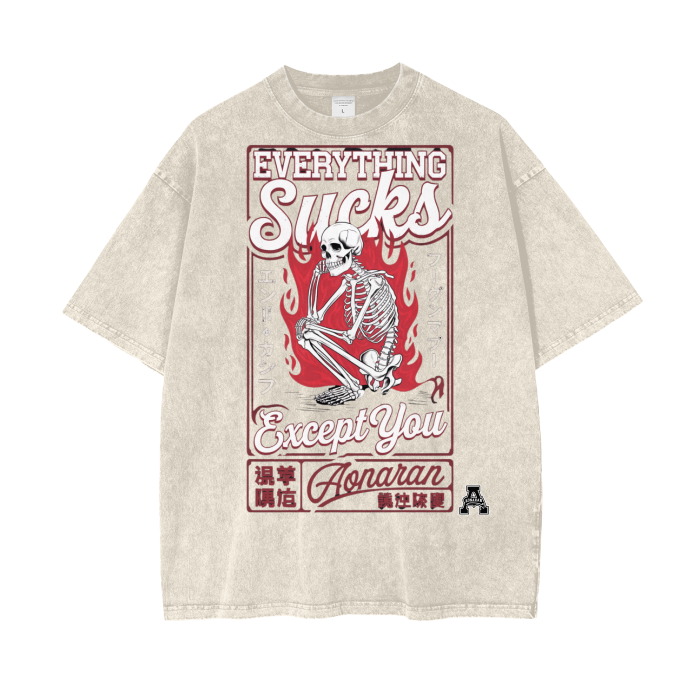 Aonaran Graphic Acid Wash Oversize T-Shirt