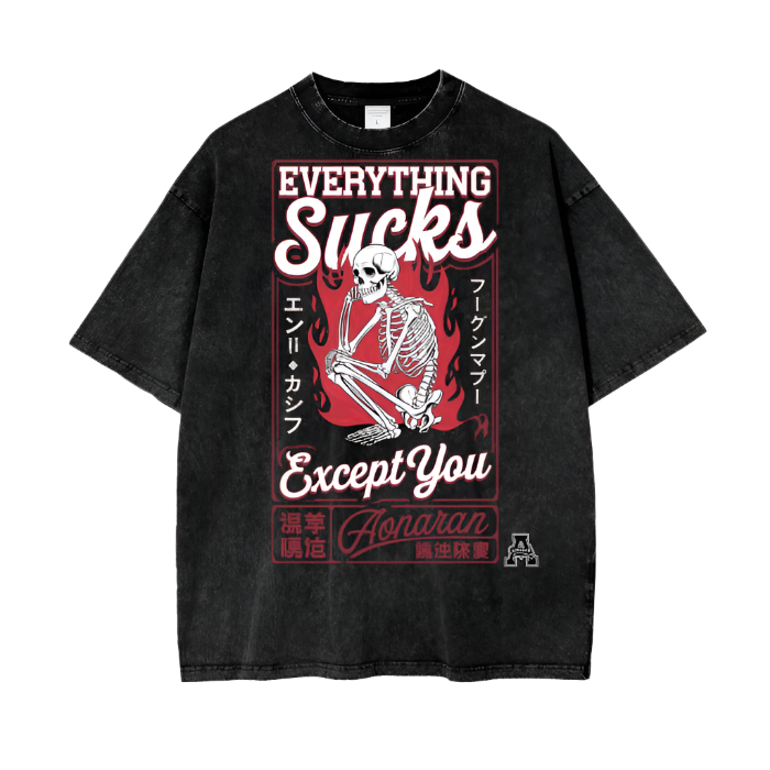Aonaran Graphic Acid Wash Oversize T-Shirt