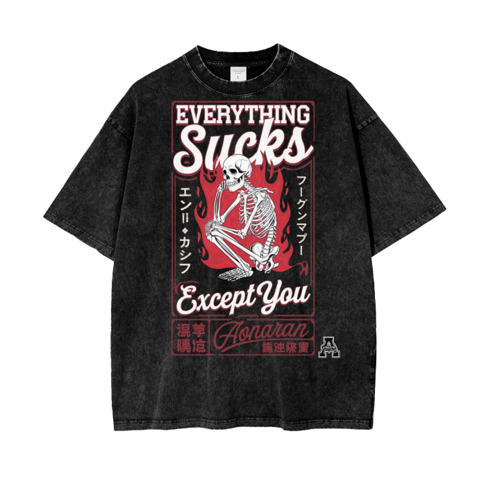 Aonaran Graphic Acid Wash Oversize T-Shirt