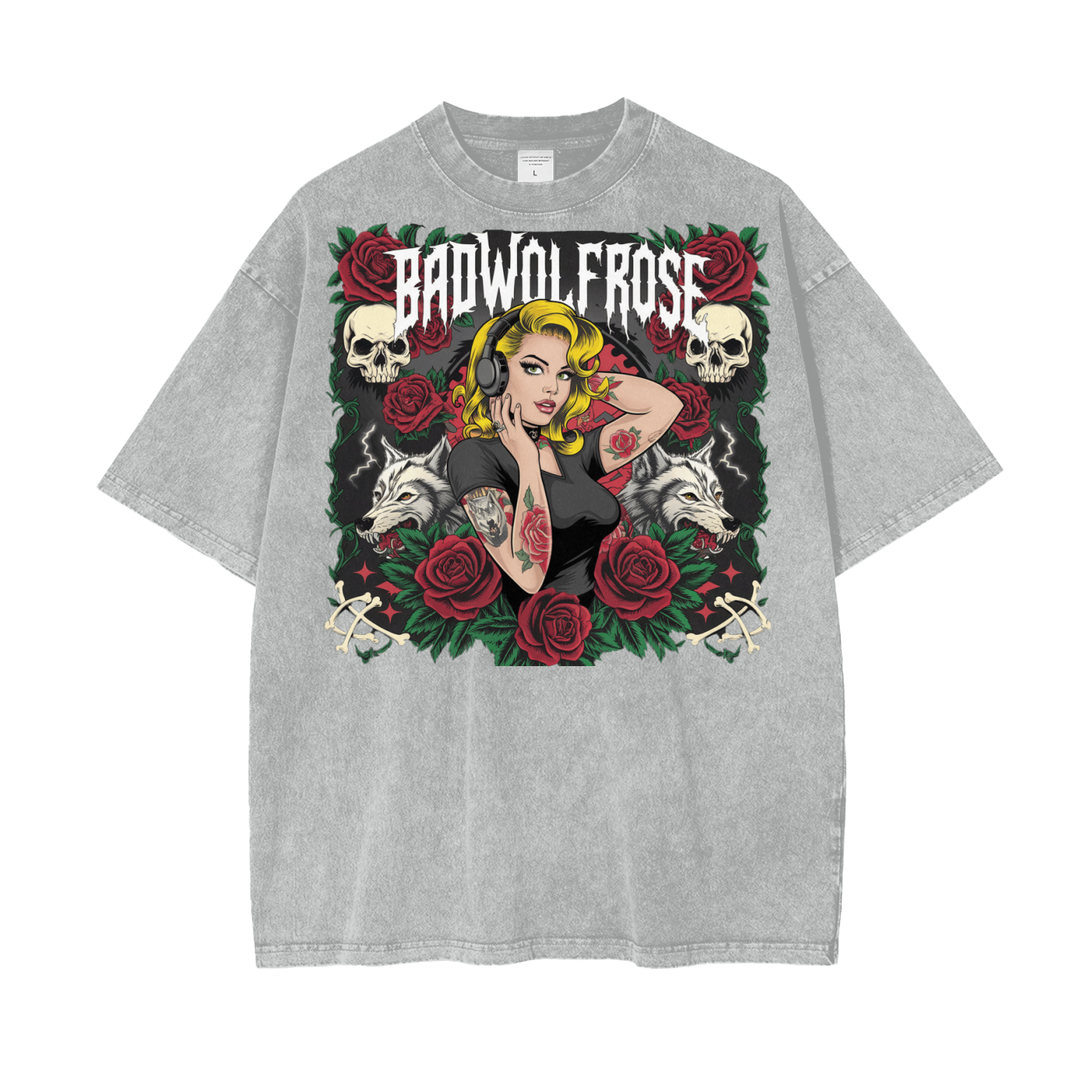 BadWolfRose Oversize Snow Washed T-Shirt