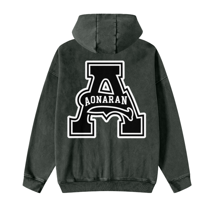 Aonaran Acid Washed Zip Fleece Hoodie Jacket
