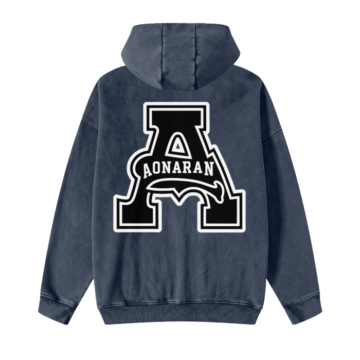Aonaran Acid Washed Zip Fleece Hoodie Jacket