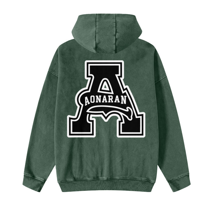 Aonaran Acid Washed Zip Fleece Hoodie Jacket