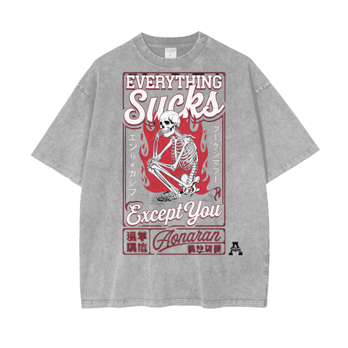 Aonaran Graphic Acid Wash Oversize T-Shirt