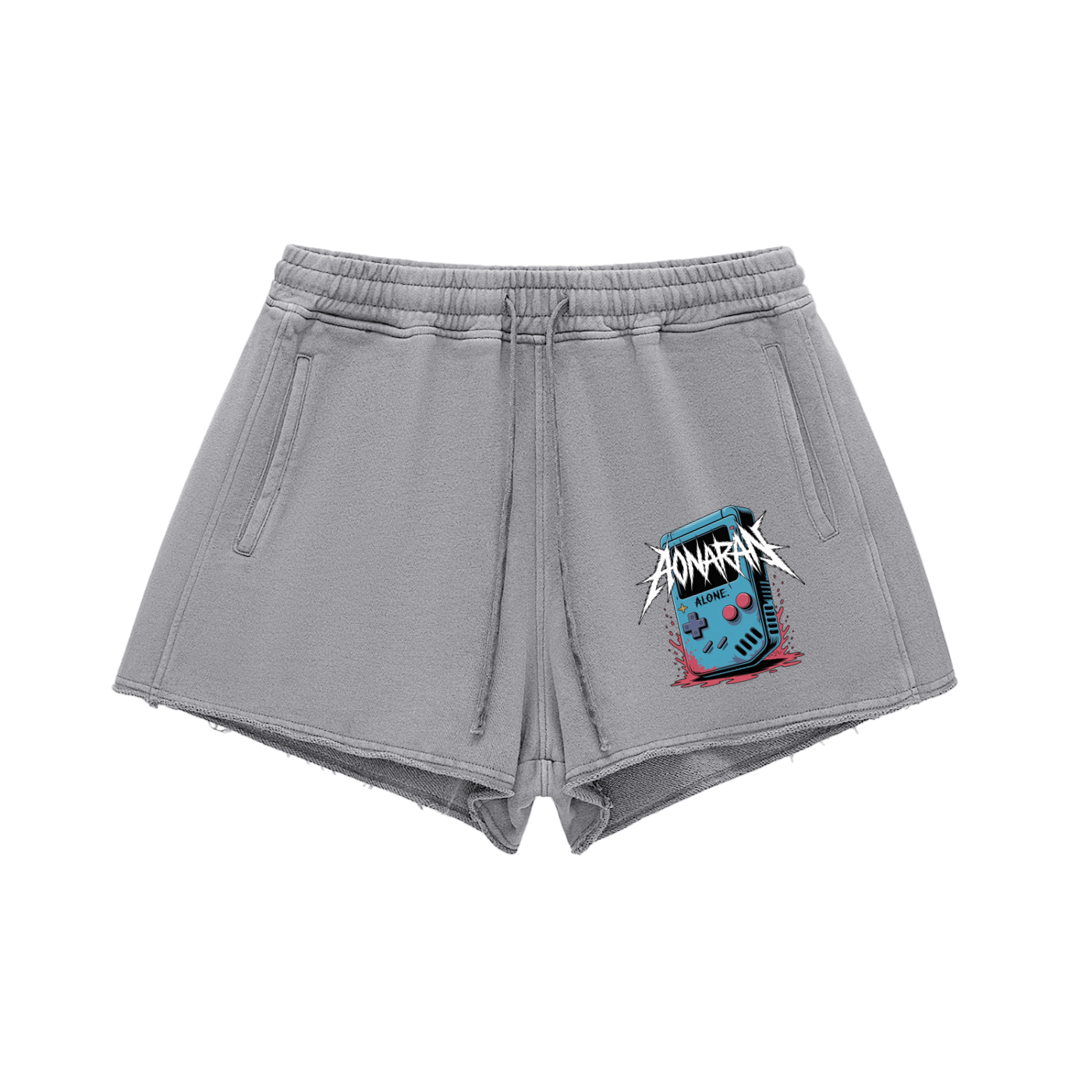 Aonaran GamerX Snow Washed Raw Edge Drawstring Shorts
