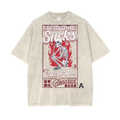 Aonaran Graphic Acid Wash Oversize T-Shirt