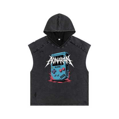 Aonaran GamerX Snow Washed Boxy Hooded Tank Top