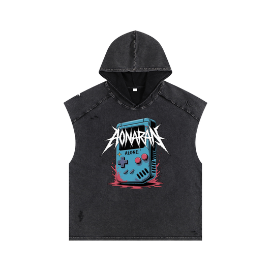 Aonaran GamerX Snow Washed Boxy Hooded Tank Top