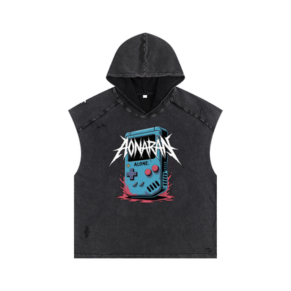 Aonaran GamerX Snow Washed Boxy Hooded Tank Top