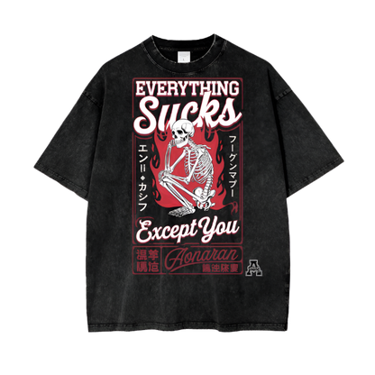 Aonaran Graphic Acid Wash Oversize T-Shirt