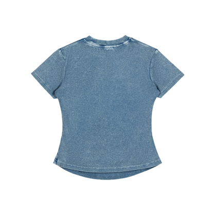 Aonaran Ace Vintaged-Wash Bodycon Cotton T-Shirt