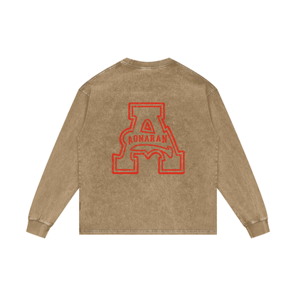Aonaran Elementals Acid Wash Oversize Long Sleeve T-Shirt