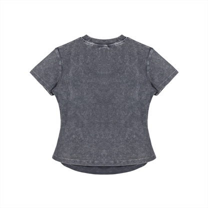 Aonaran Ace Vintaged-Wash Bodycon Cotton T-Shirt