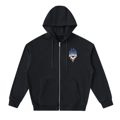 Aonaran Varsity Drop-Shoulder Zip Up Hoodie