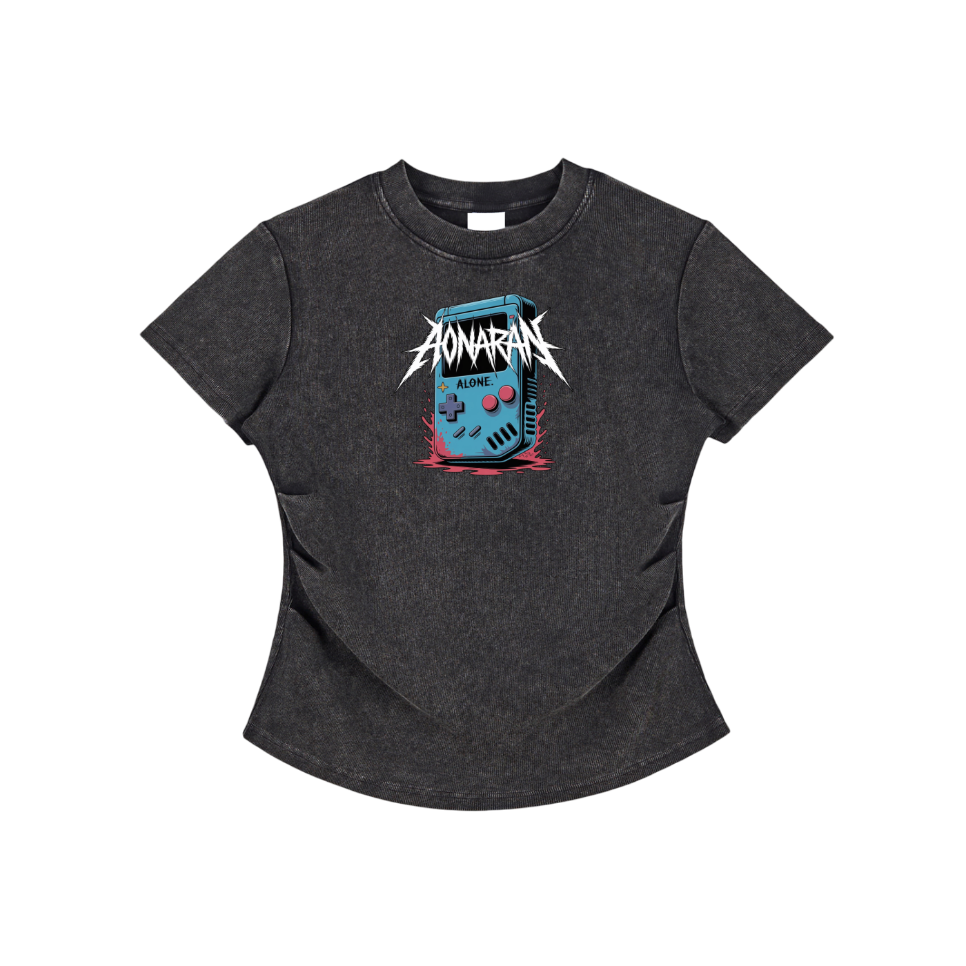 Aonaran GamerX Vintaged-Wash Bodycon Cotton T-Shirt