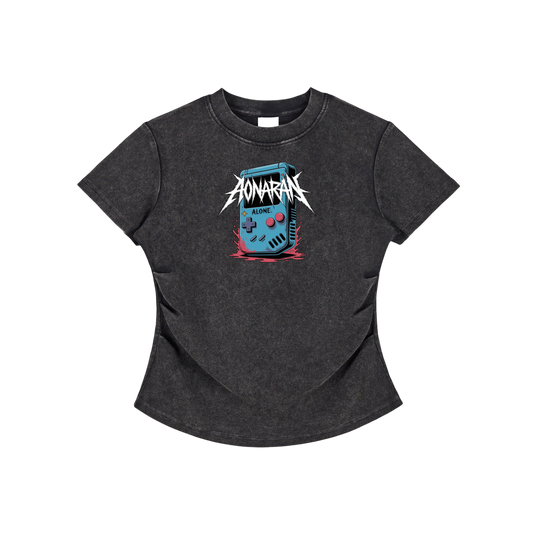 Aonaran GamerX Vintaged-Wash Bodycon Cotton T-Shirt